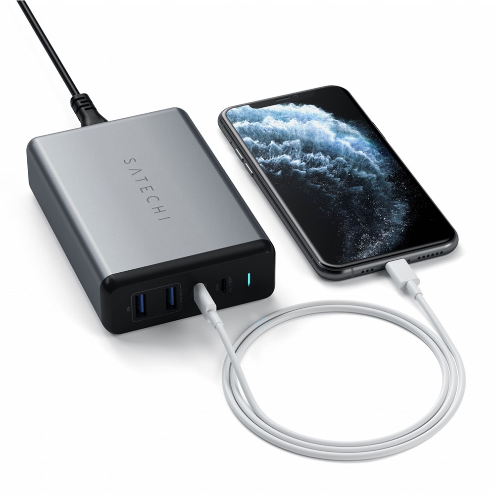 (108W) PD Desktop Charger Dual USB C / Dual USB 3.0 Netz Ladegerät Power Delivery-Technologie (ST-TC108WM) - Space Gray