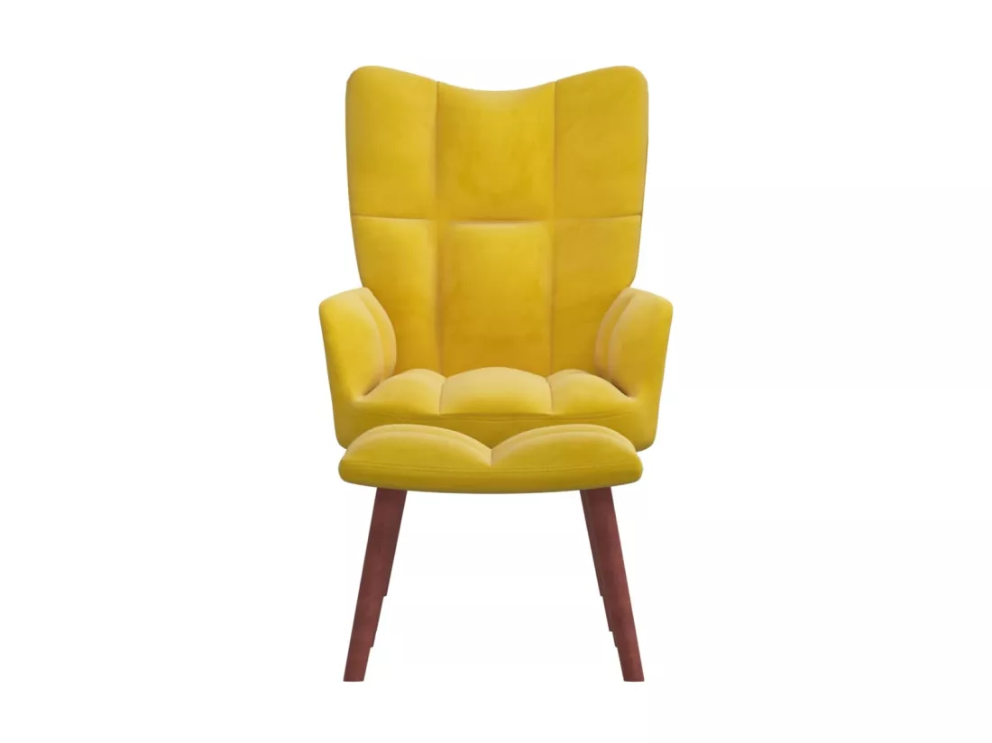 Chaise de relaxation avec repose-pied Jaune moutarde Velours