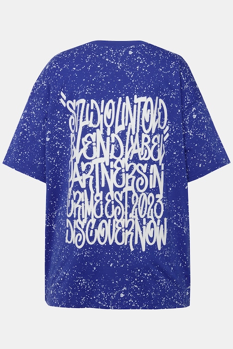 T-Shirt, oversized, Sprenkel, Rücken Print, Rundhals, Halbarm, Unisex