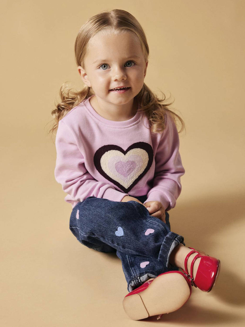 NAME IT sweater NMFKATLA met printopdruk en borduursels roze