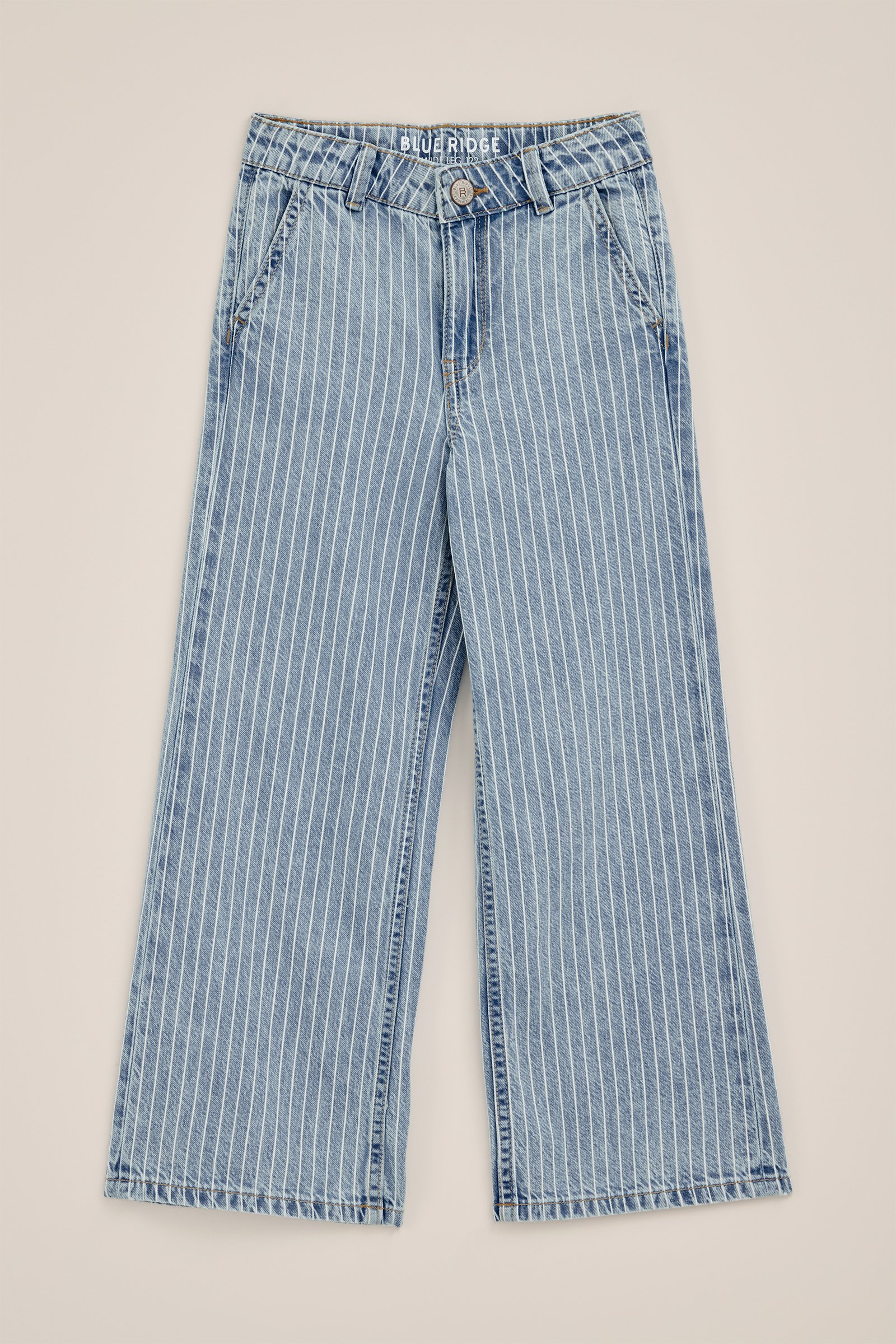 Meisjes wide leg jeans met streepdessin Blue Ridge Lichtblauw