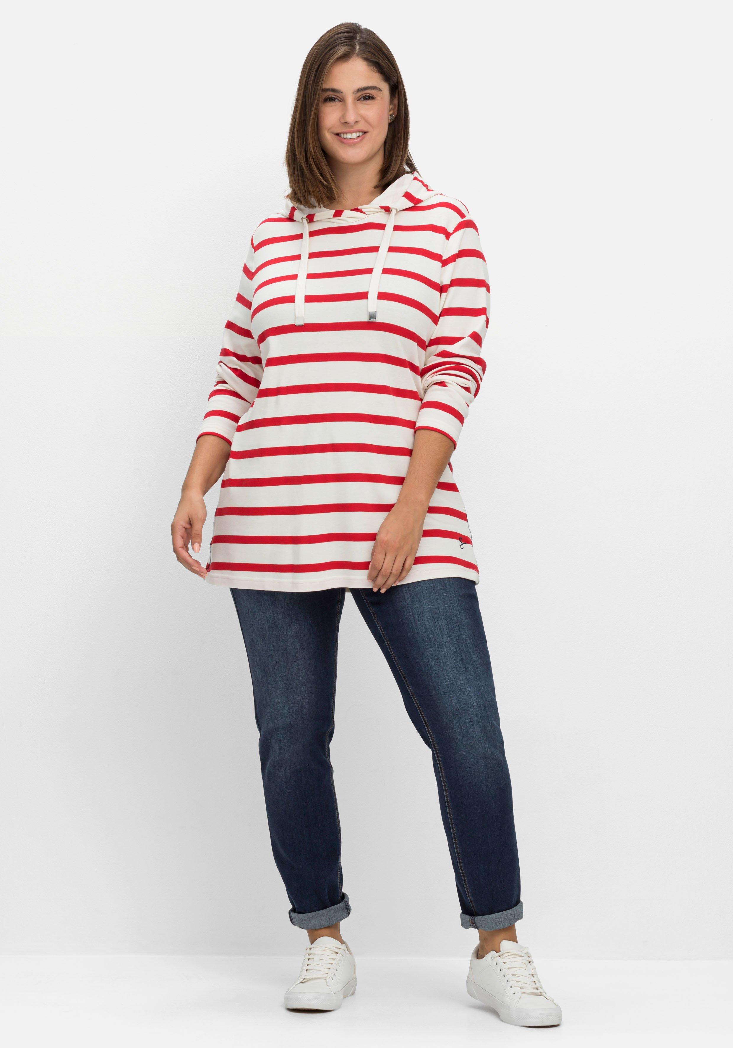 Gestreiftes Langarmshirt mit Kapuze