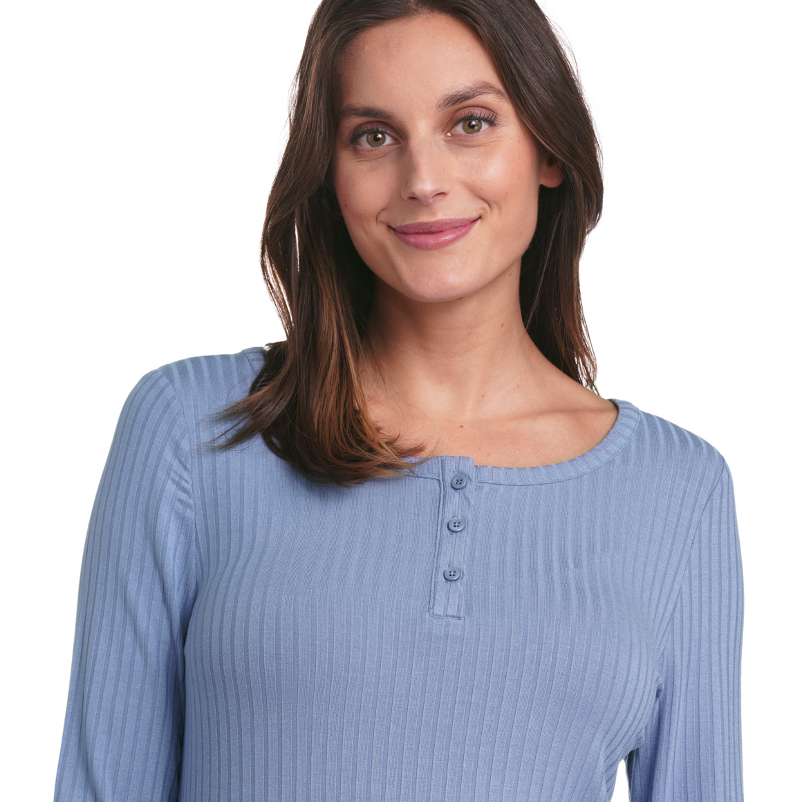 Gina Benotti Damen Schlafshirt mit kurzer Knopfleiste hellblau