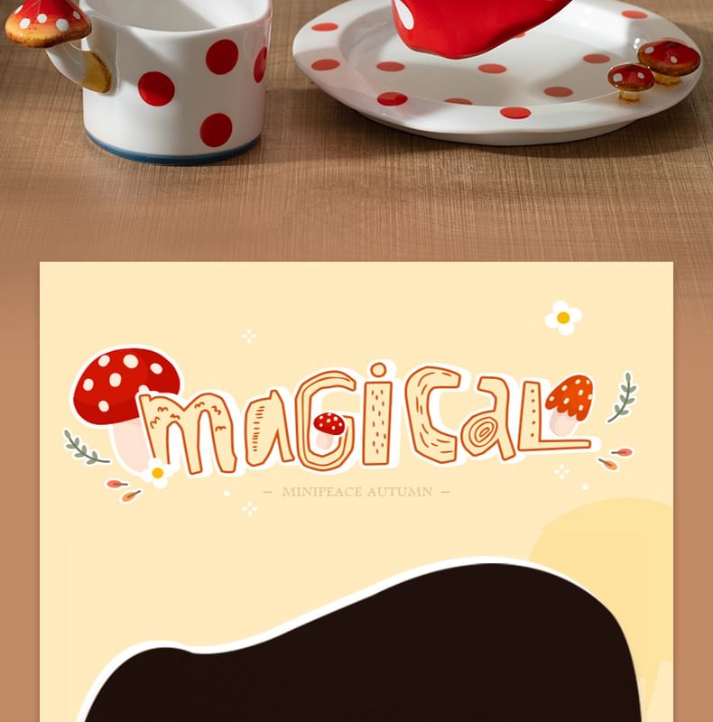 Koringa - Theepot / Bord / Drinkbeker / Set met Paddenstoel en Stippenmotief (Diverse ontwerpen)