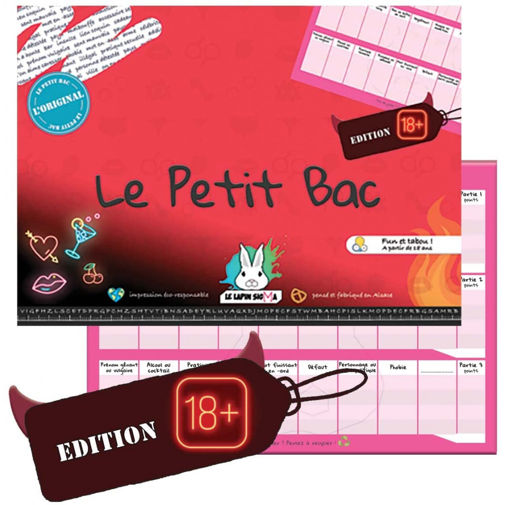 Jeu du Petit BAC - Edition + de 18 Ans