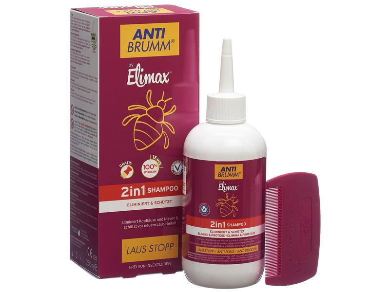 ANTI BRUMM Elimax Laus Stopp 2in1 Shampoo 250 ml Eliminiert Läuse und Nissen und hält neue Läuse fern