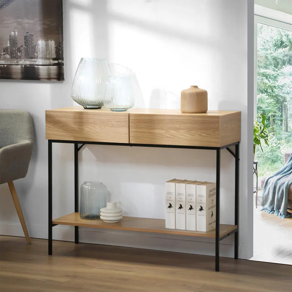 CALICOSY - Sidetable TESSA - Licht hout - 81x100x35 cm