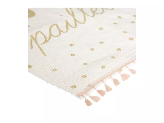 Tapis enfant Coté Paillettes avec pompons 60 x 90 cm