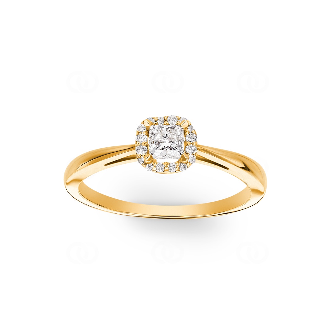 Verlobungsring 750/18 K Gelbgold mit Diamanten 0.32ct H/si