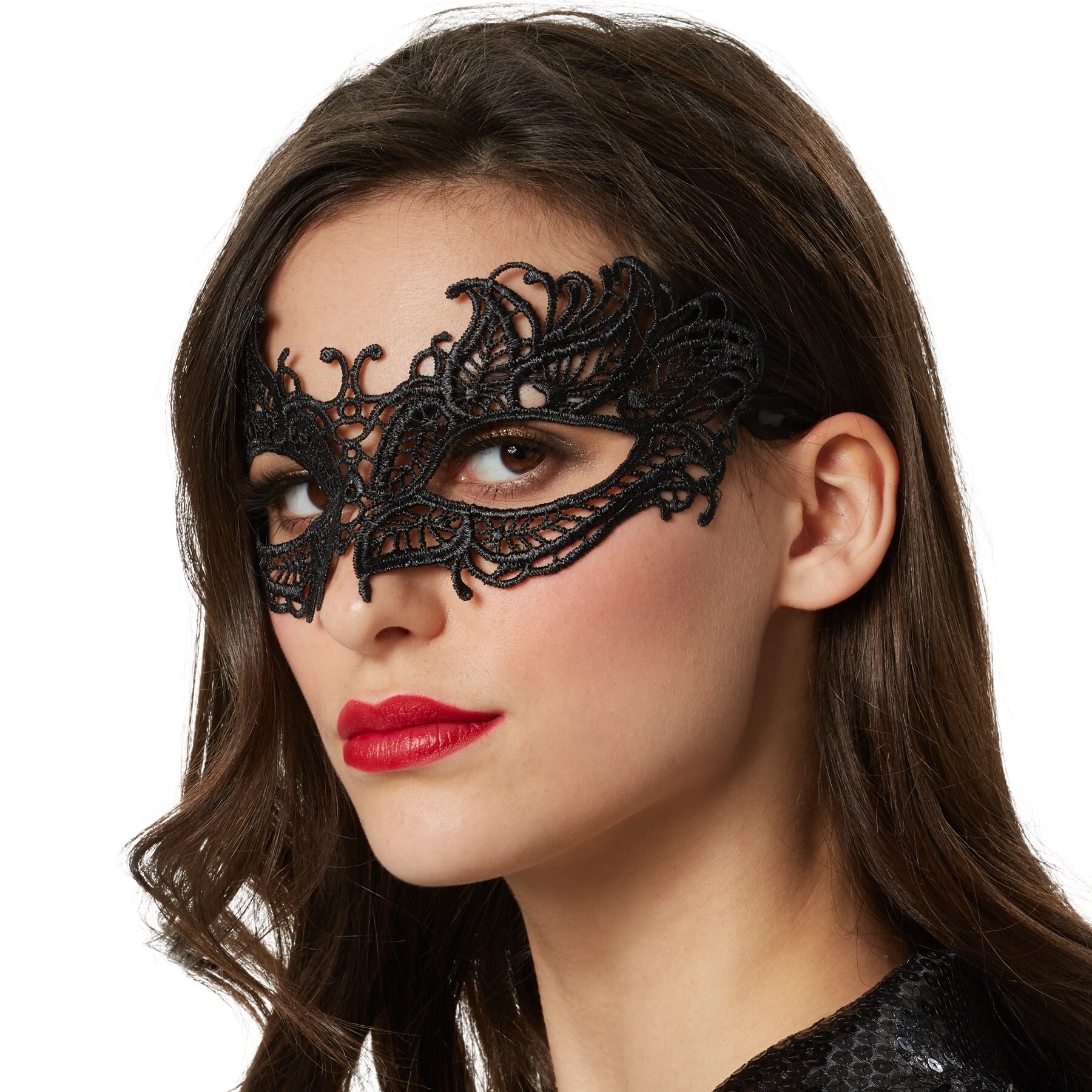tectake® Schwarze Spitzenmaske Schmetterling