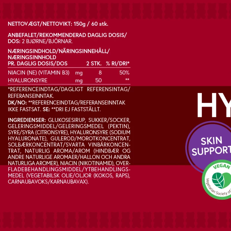 VitaYummy Hyaluronic Acid Raspberry 60 Pieces