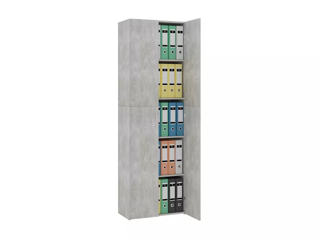 Armoire de bureau Gris béton 60x32x190 cm Bois d'ingénierie