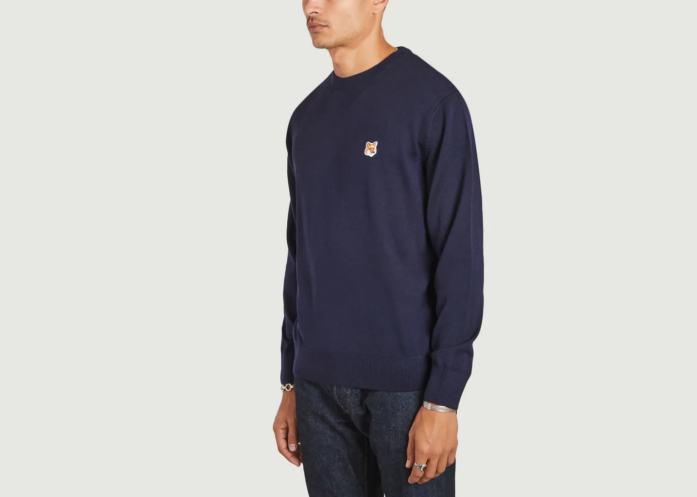 Pullover Fox Head Patch en laine mérinos Maison Kitsuné