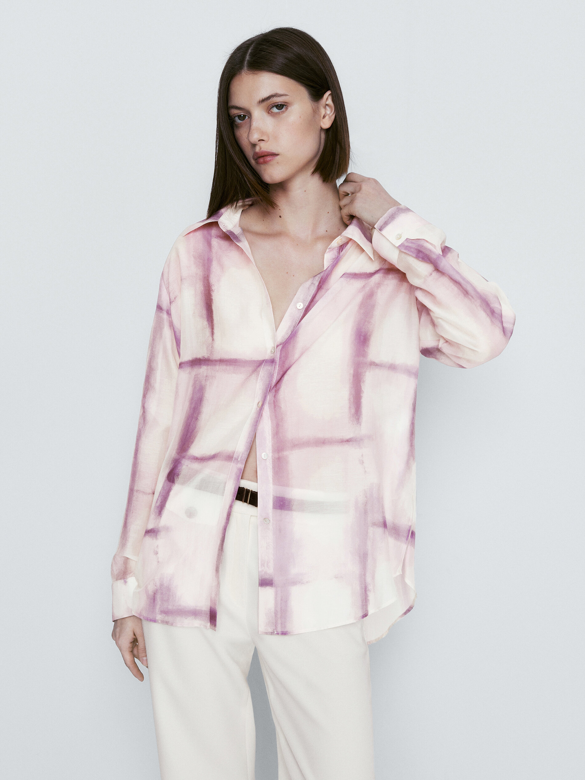 Camisa com estampa borrada - LILA