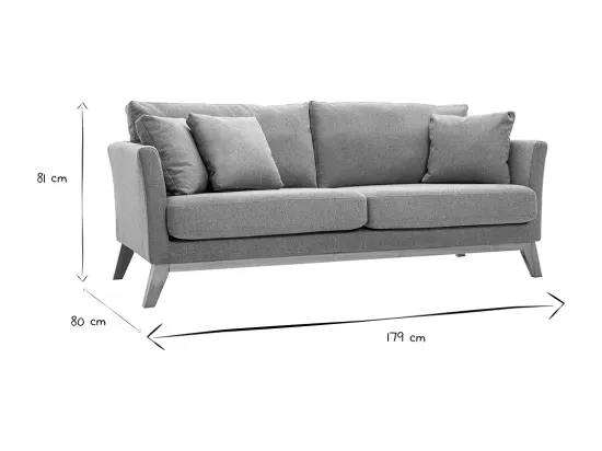 Canapé scandinave déhoussable 3 places en tissu effet velours texturé terracotta et bois clair OSLO