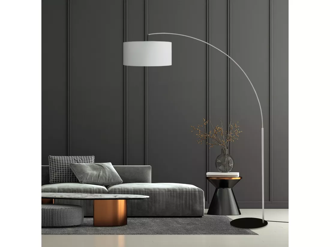 Lampadaire curve tissu noir 190 cm.