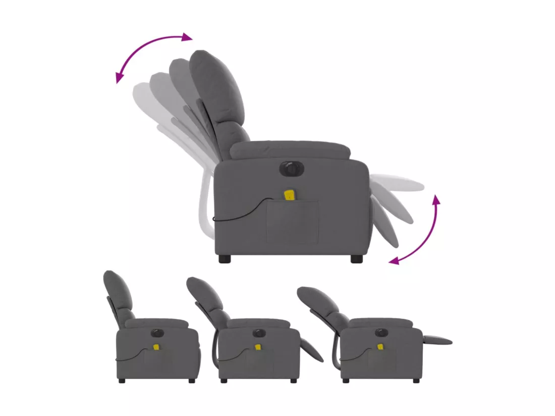 Fauteuil inclinable massant électrique gris foncé tissu