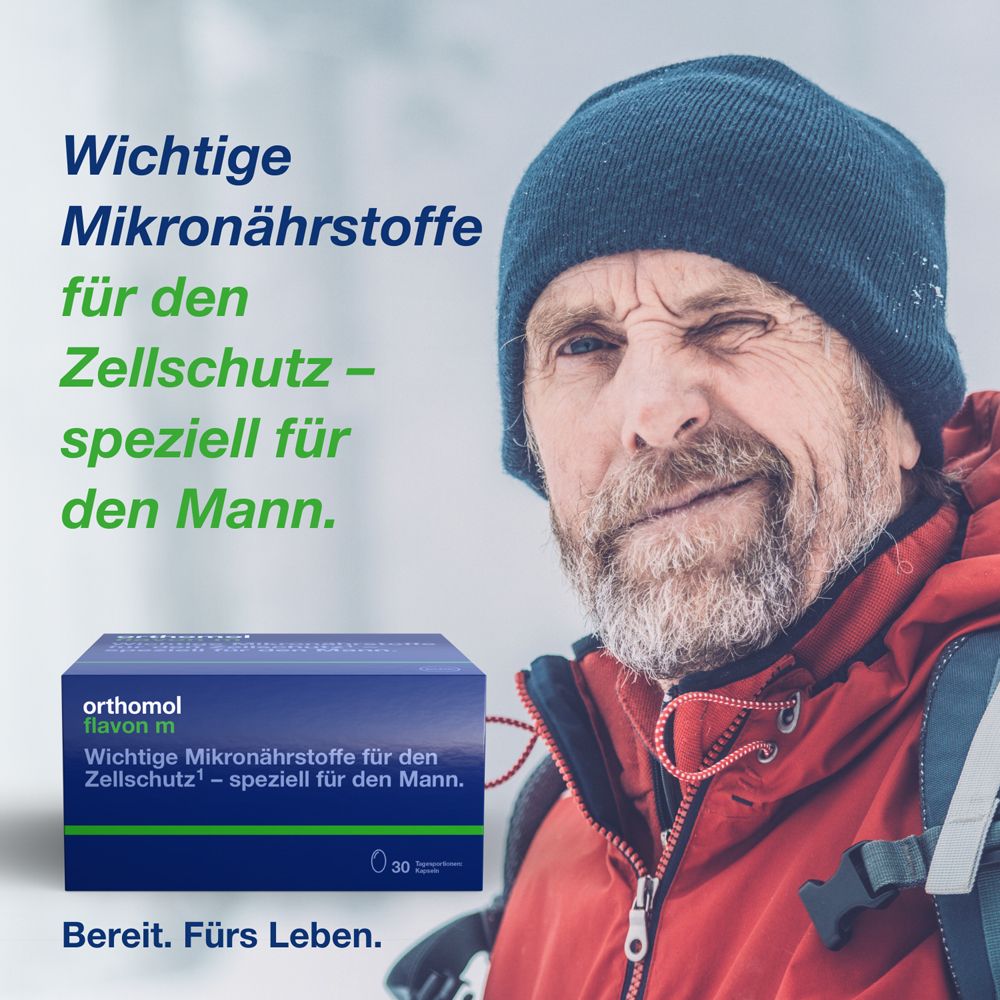 Orthomol Flavon m - Mikronährstoffe für Männer - Zellschutz mit Vitaminen, Selen, Zink, Omega-3-Fettsäure und Folsäure - Kapseln