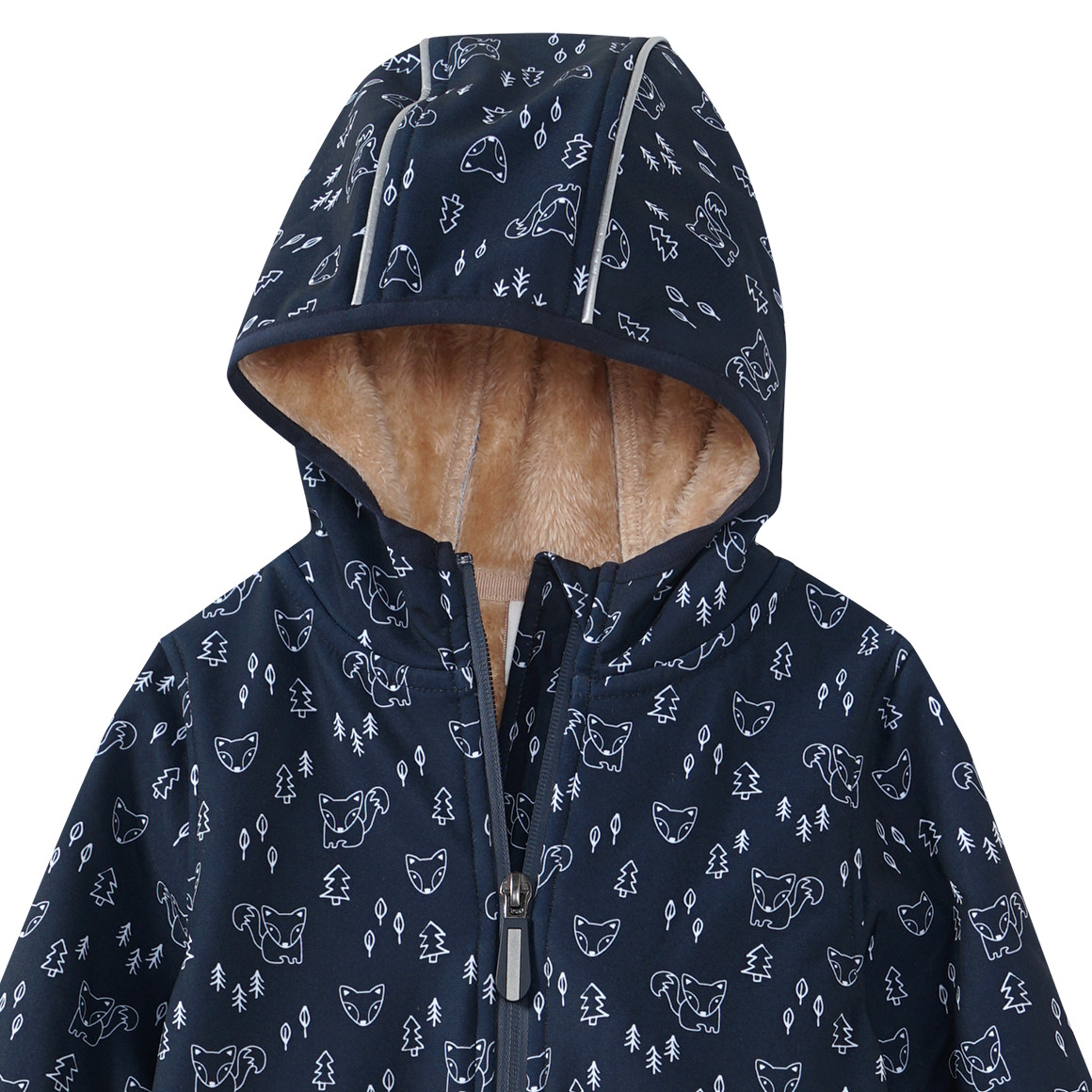Topomini Baby Winter-Softshelloverall mit Fuchs-Allove dunkelblau