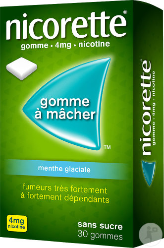 Nicorette Menthe Glaciale 4mg Nicotine Sans Sucre 30 Gommes à mâcher