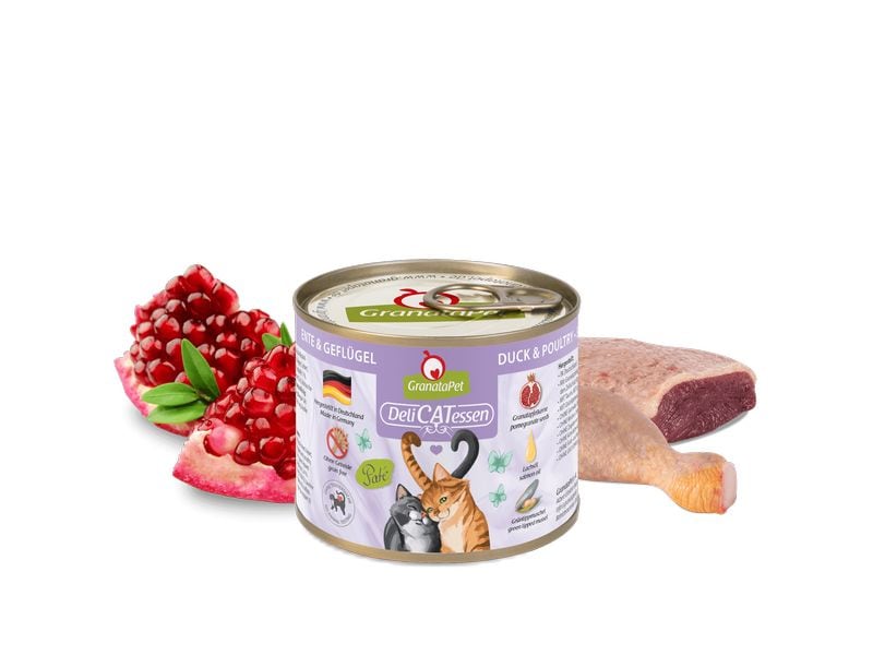 GranataPet Nassfutter DeliCATessen Ente & Geflügel 200 g Alleinfuttermittel für ausgewachsene Katzen