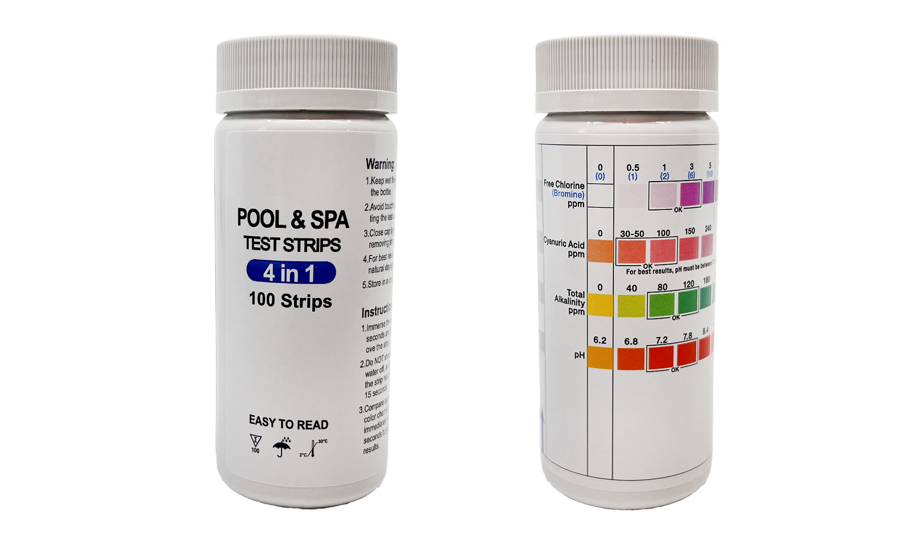 AquastoreXL Zwembad & Spa Teststrips 4-in-1 (100 Stuks)