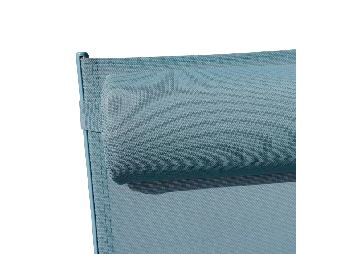 Lot de 2 transats GALAPAGOS en textilène bleu clair - aluminium bleu clair - HAPPY GARDEN