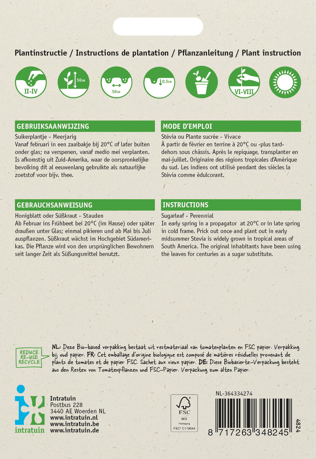 Intratuin kruidenzaad Suikerplantje (Stevia reboudiana)
