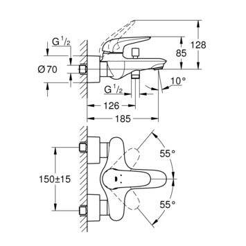 Grohe Badkraan Wave Chroom 15 cm
