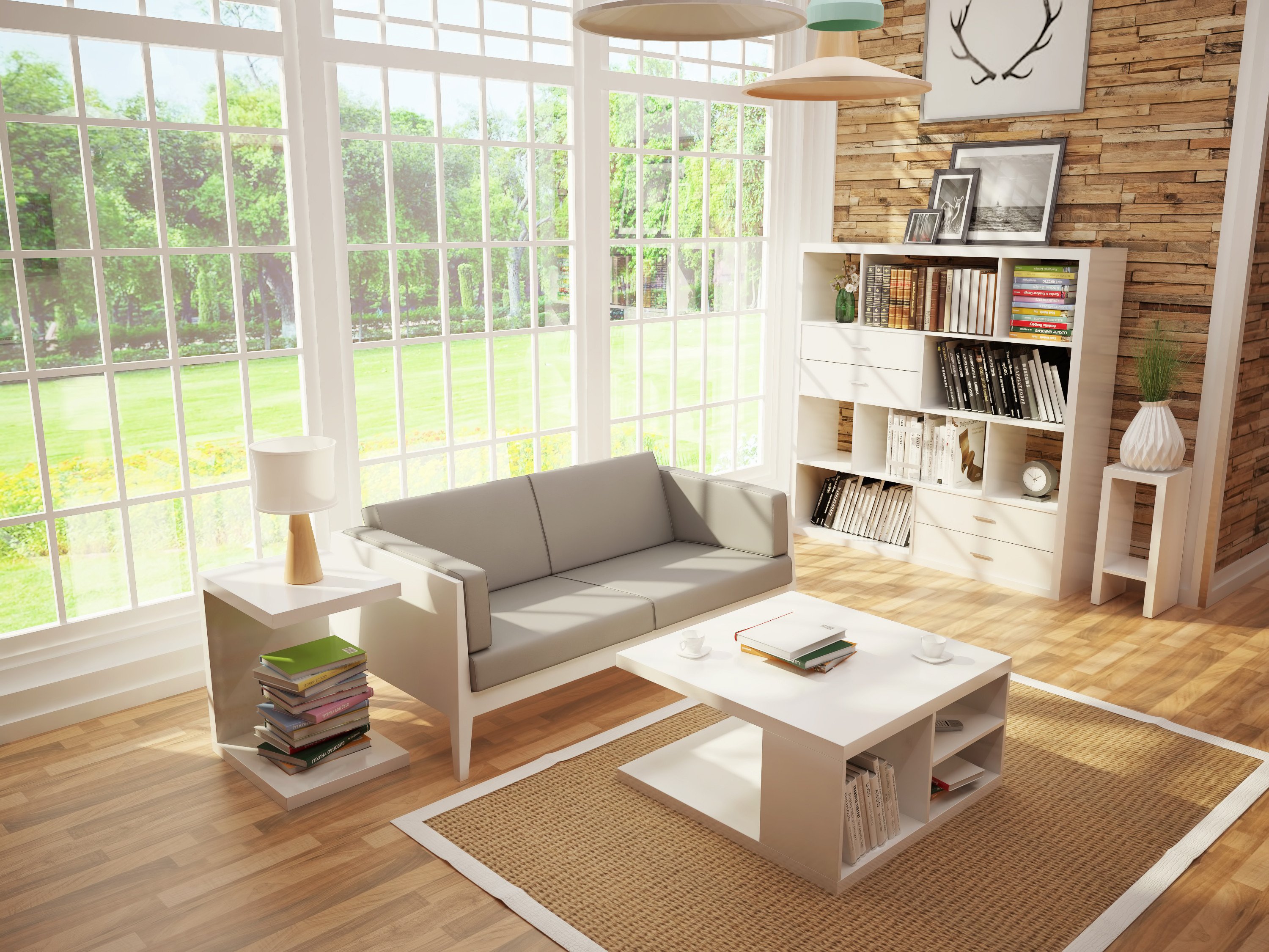 Solina - Beistelltisch, Blumentisch, Couchtisch in C-Form, schraubenlos, weiss hochglanz