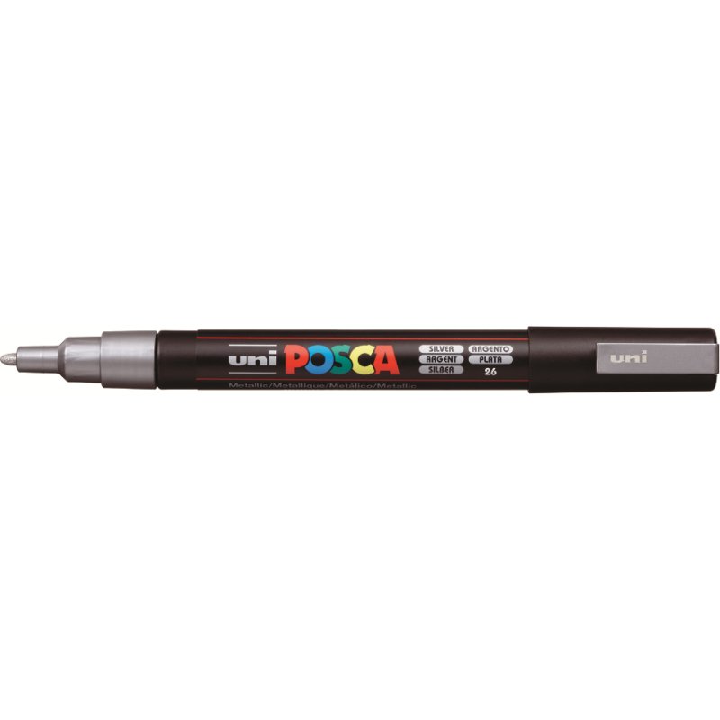 Marqueur posca pc3m gouache encre inodore toutes surfaces pointe fine conique couleur opaque couvrante argent