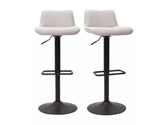 Tabourets de bar réglables pivotants 360° en tissu effet velours texturé beige et métal noir (lot de 2) BOOST
