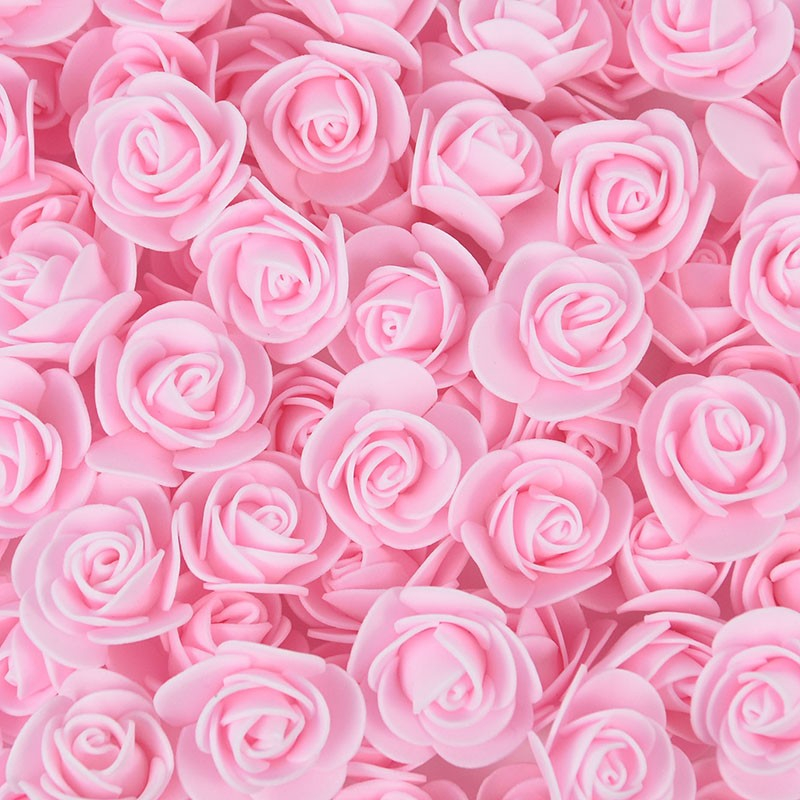 (500er Set) Ø30mm Romantische Blumen Konfetti Schaumstoff Rosen Deko Blumen - Rosa