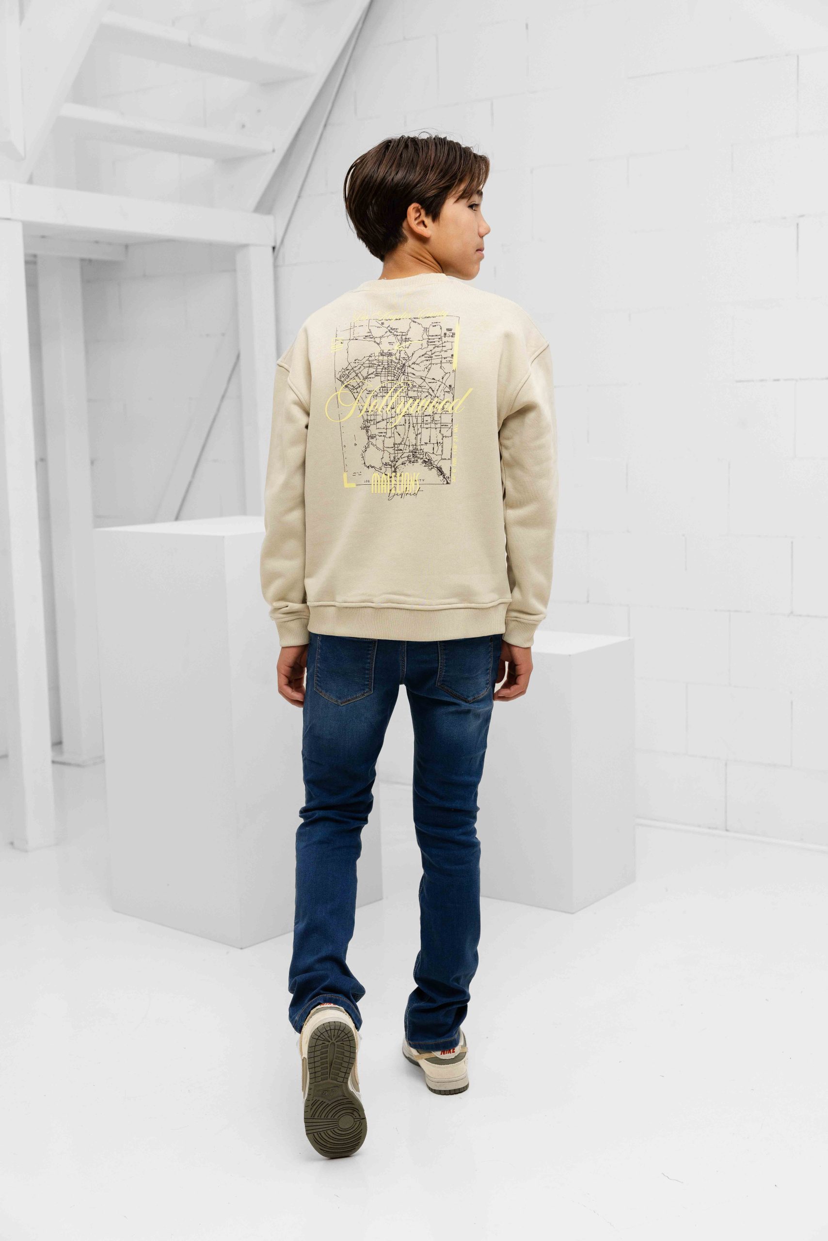 Malelions Hollywood Map Sweater Kids Beige