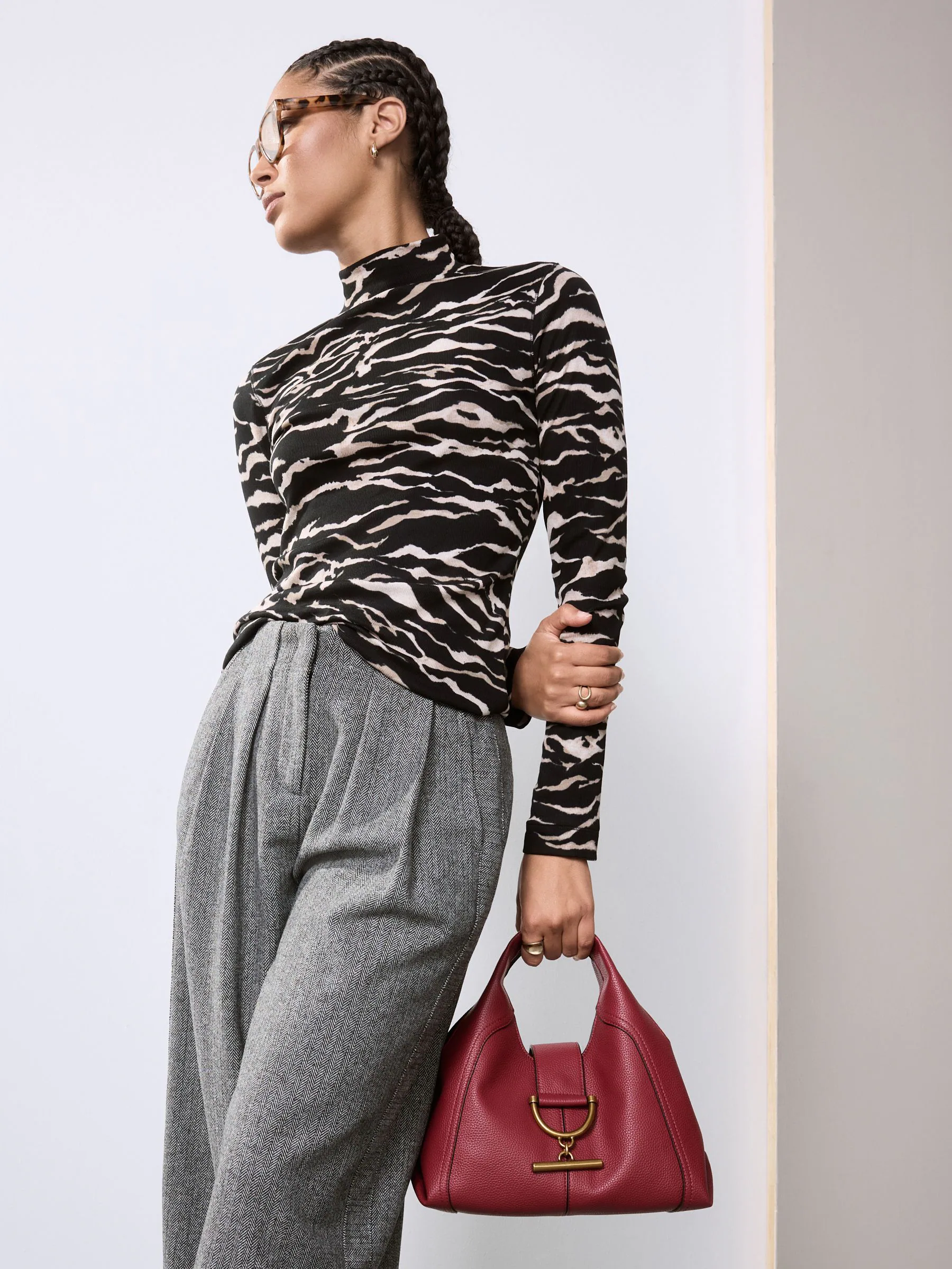 Zebra - Geribbeld hoogsluitend T-shirt met lange mouwen