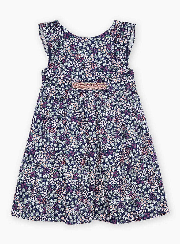 Robe violette en satin de coton fleuri