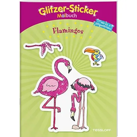 Tessloff Glitzer-Sticker-Malbuch: Flamingos - 45 Glitzersticker