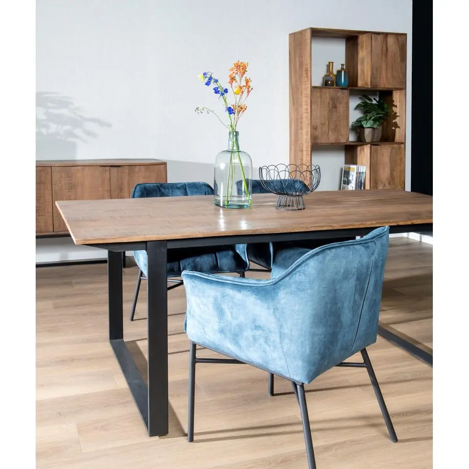 Livingfurn - Eetkamertafel Valdez - U poot - Mango Hout - 200 cm - Bruin
