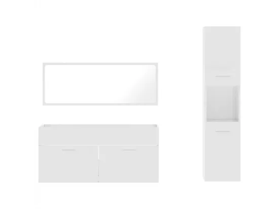 Ensemble de meubles de salle de bain 3 pcs blanc brillant