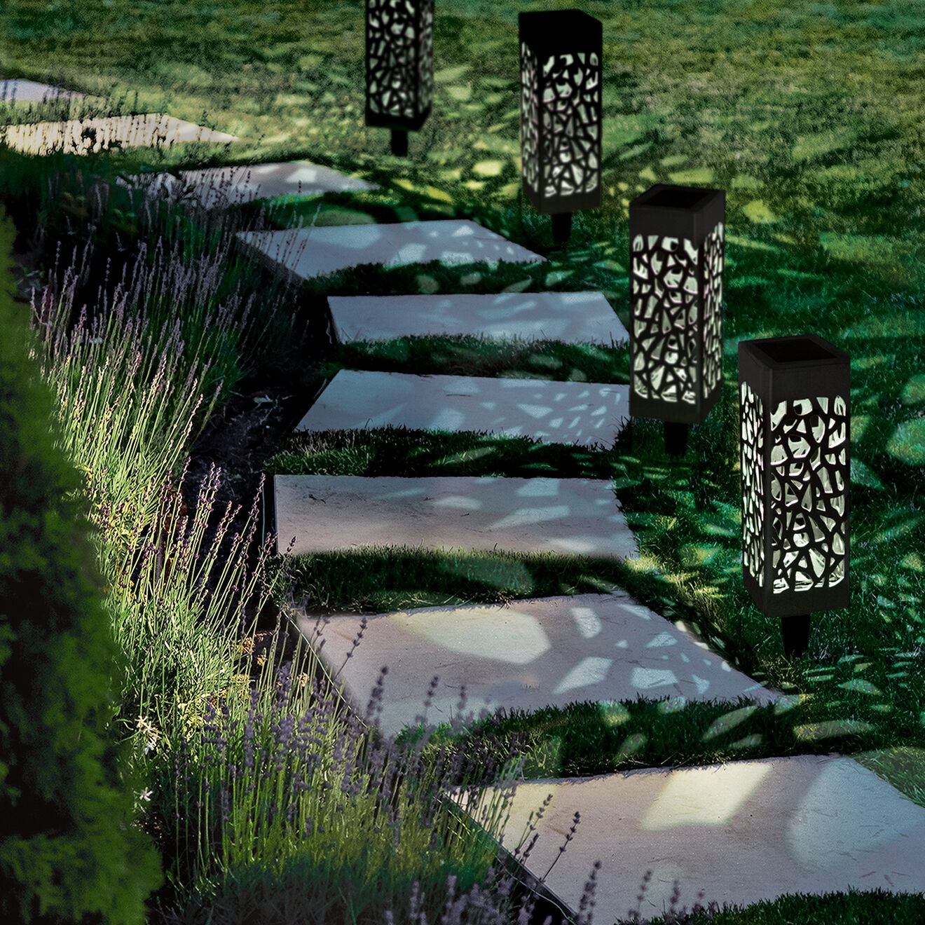 Pratik Garden 4 Lampes solaires Mona Argentées - 6x6x29cm