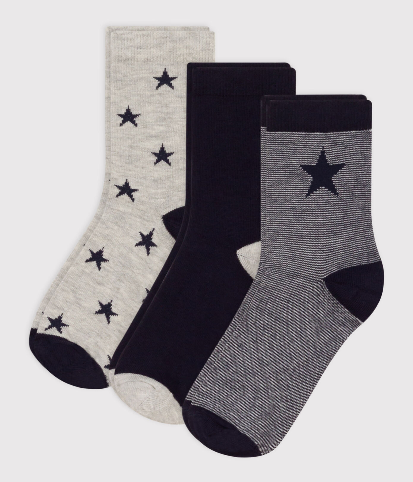 Lot de 3 paires de chaussettes étoiles en jersey de coton enfants