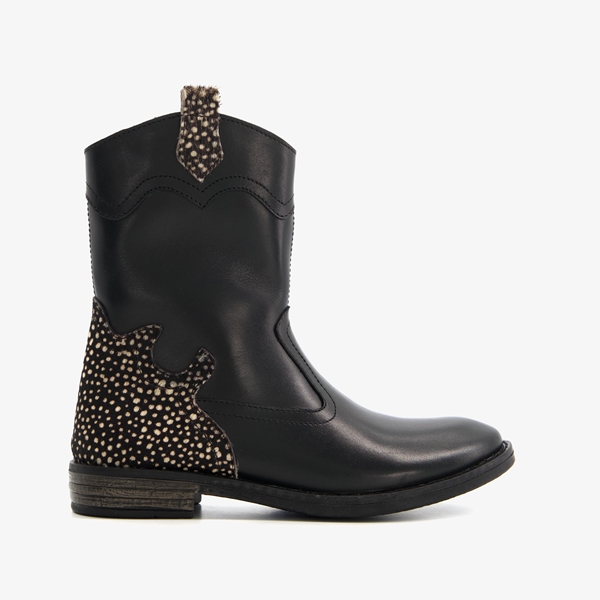 Braqeez leren meisjes western boots zwart