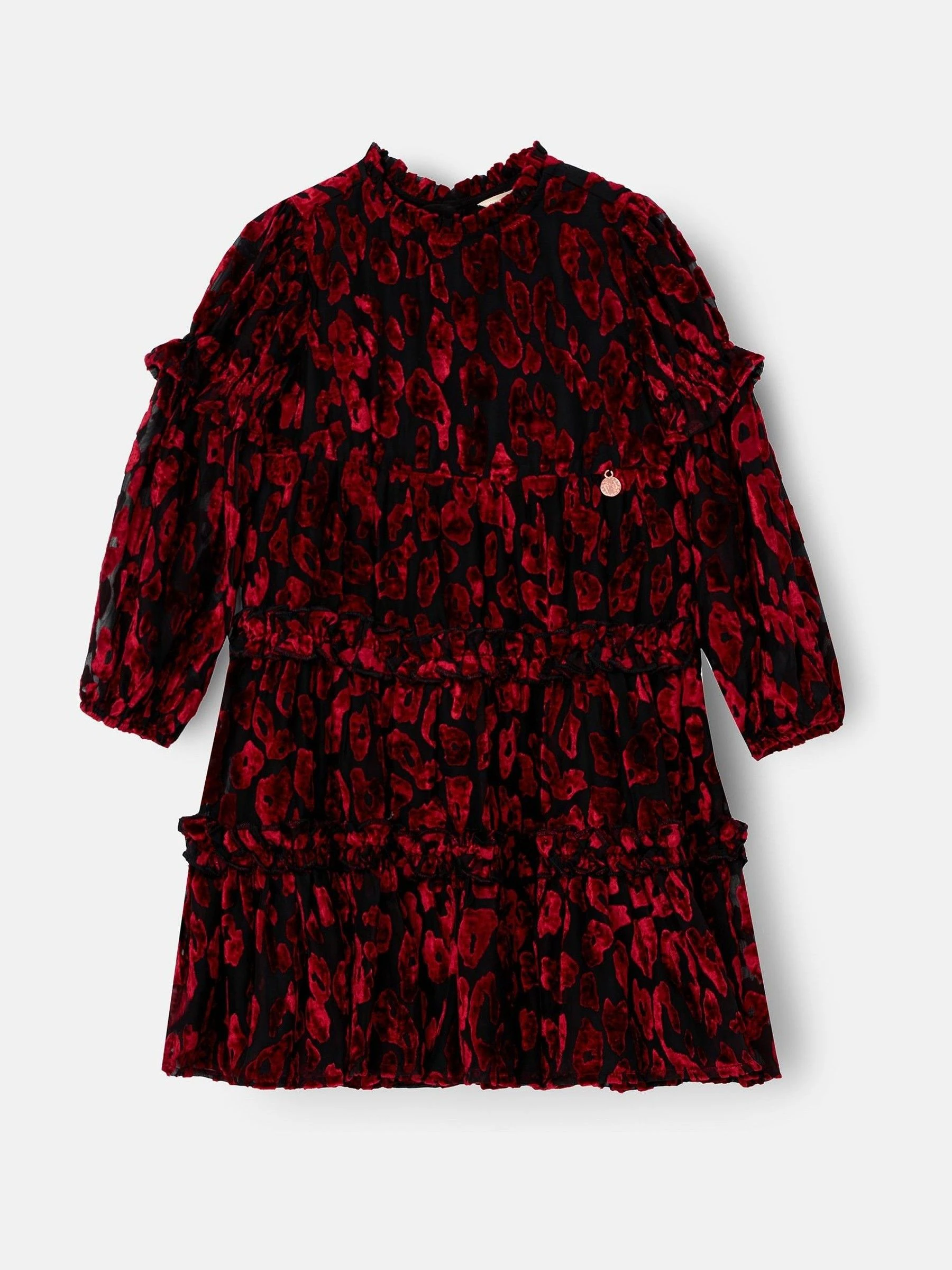 Rood - Angel & Rocket Poppy Devore Velvet Tiered Dress