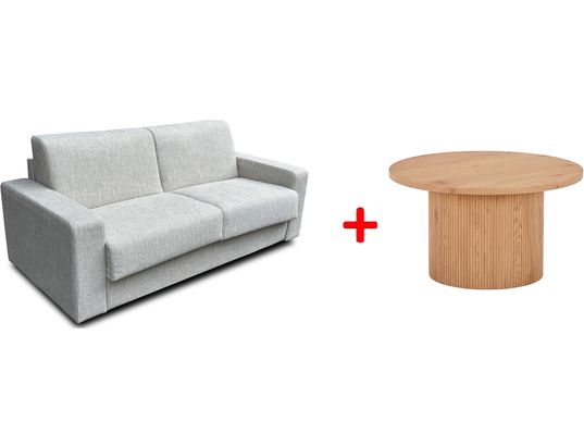 CONCEPT1 - Canapé lit Amsterdam 3 pl 160 beige + table basse Boavista