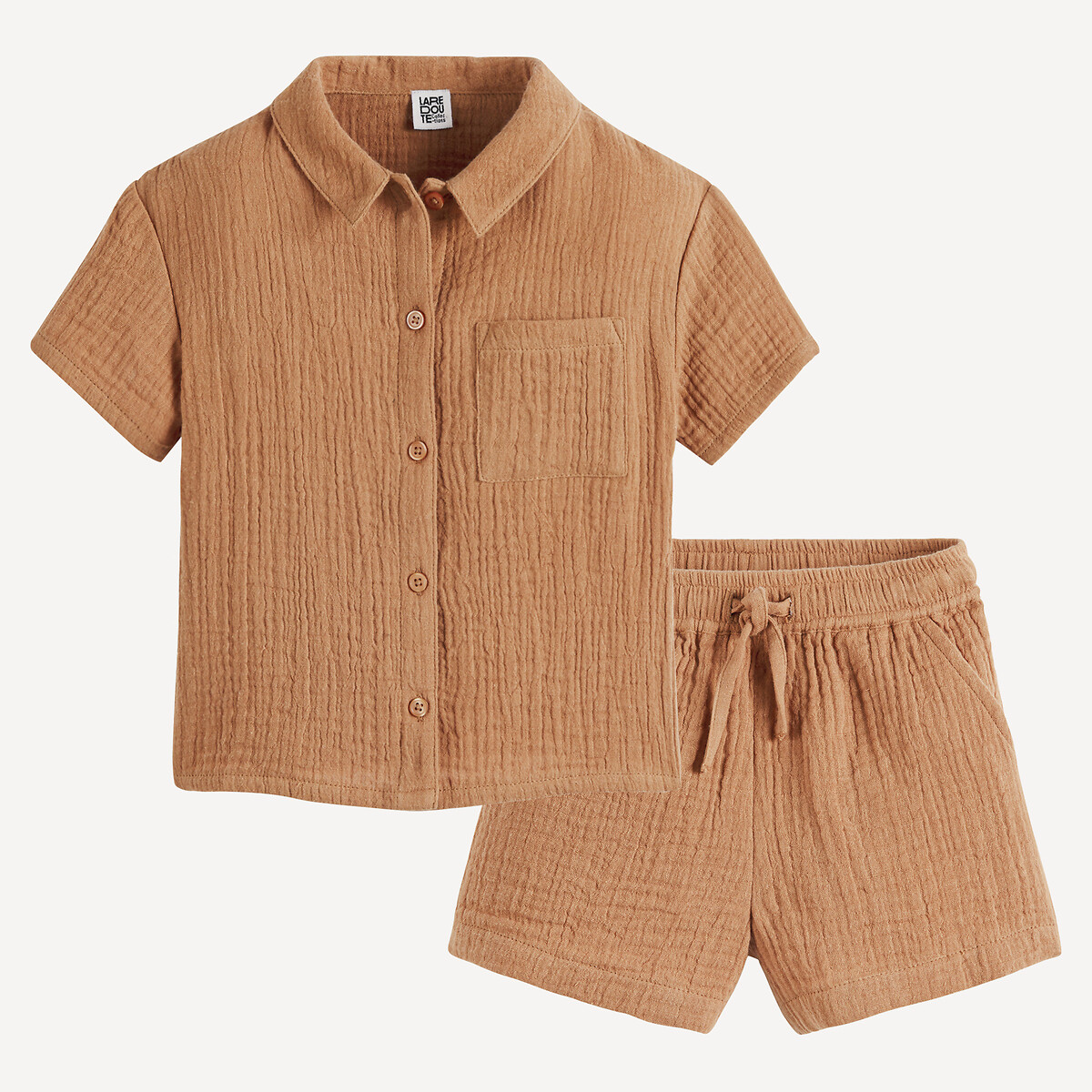 COLEÇÃO LA REDOUTE<br>Shorts e camisa em gaze de algodão dupla