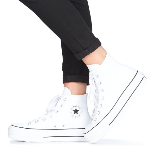 Converse - CHUCK TAYLOR ALL STAR LIFT CLEAN LEATHER HI - Blanc