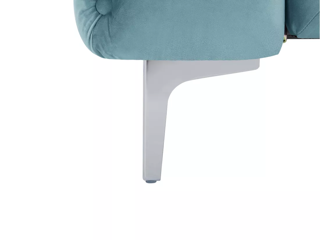 Canapé 3 places, 2 places et fauteuil chesterfield en velours bleu pastel EDWINA