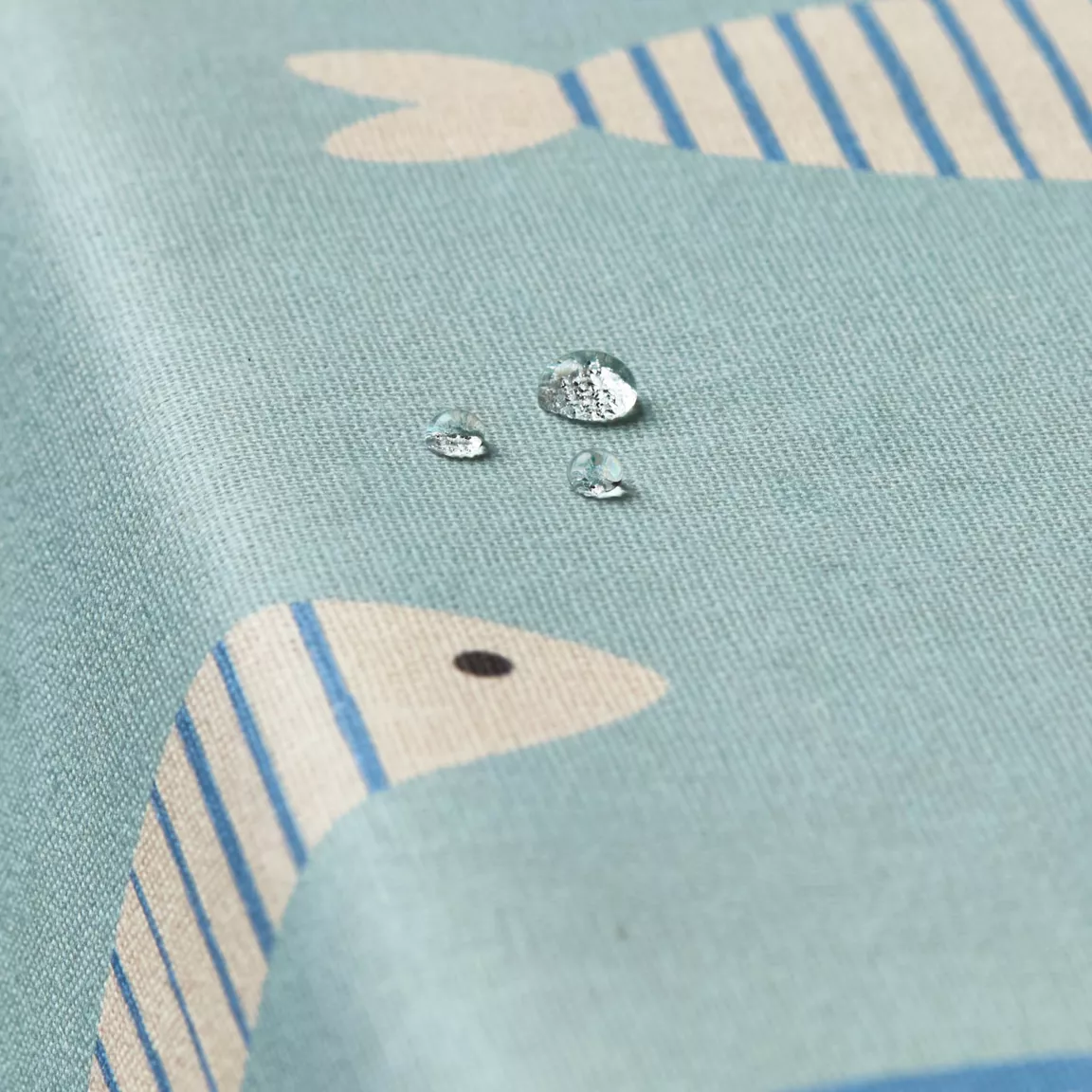 Nappe rectangulaire coton enduit (150 x 250 cm) Fish Bleue
