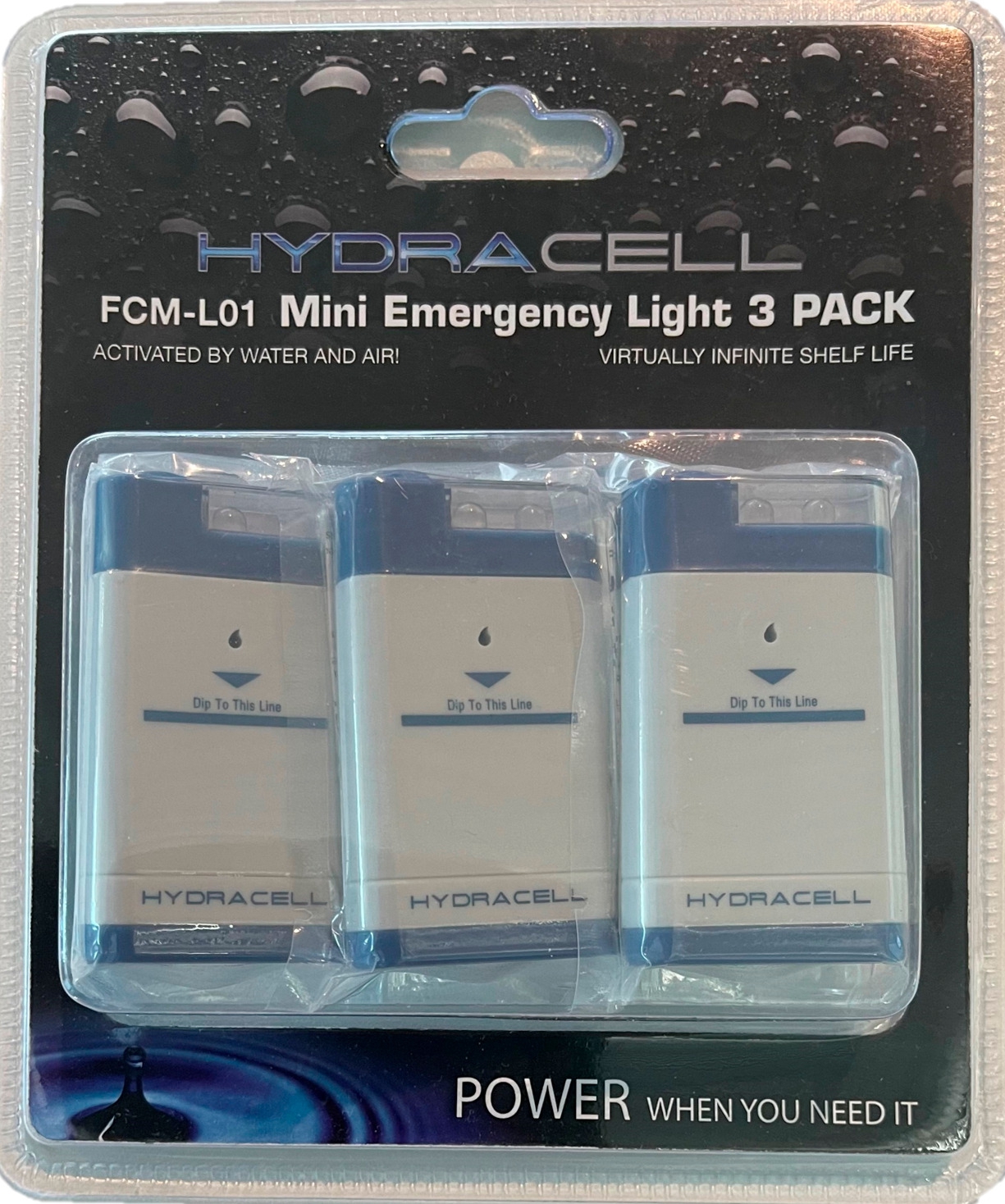 HydraCell Mini-Notlicht grau/blau im 3-er Vorratspack