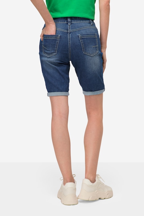 Jeans-Shorts, 5-Pocket, Elastikbund, mit recycelten Materialien